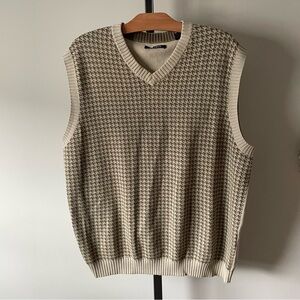 90s Vintage Ashworth Houndstooth Knit Golf Sweater Vest Mens 100% Cotton